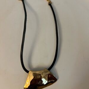 Chico's Gold and Black Artistic Pendant Necklace